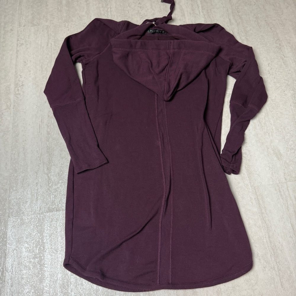 Athleta Solitude Hoodie sweatshirt dress purple burgundy XS - Picture 10 of 12